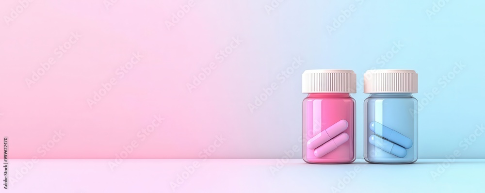 Pill bottle flat design side view medication management 3D render colored pastel Pill bottle flat design side view medication management 3D render colored pastel