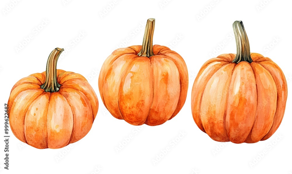 watercolor mini pumpkins, Generative AI watercolor mini pumpkins, Generative AI