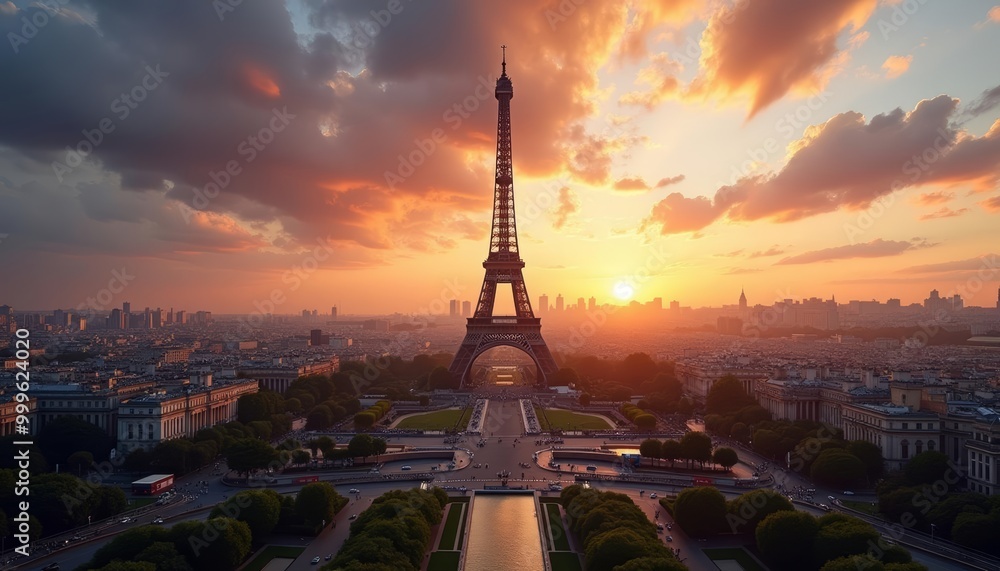 Obraz premium Sunset over the Eiffel Tower Paris