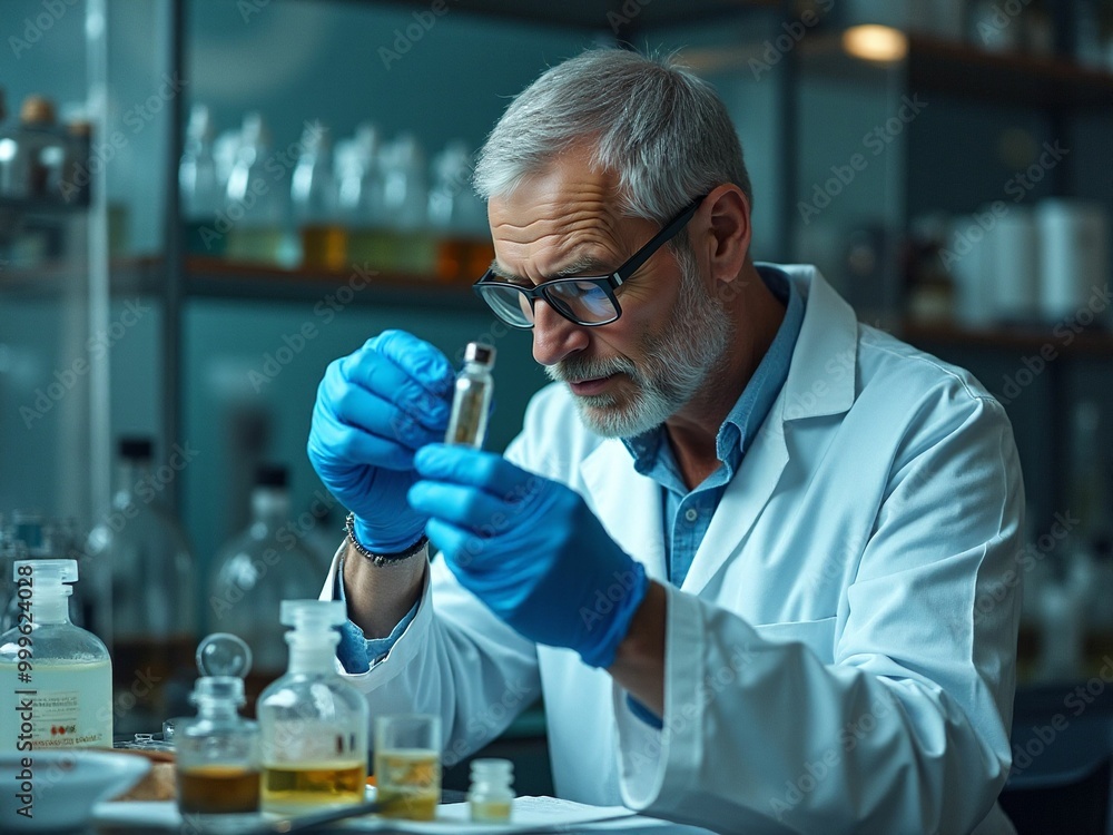 A fragrance evaluator in a high-tech laboratory A fragrance evaluator in a high-tech laboratory