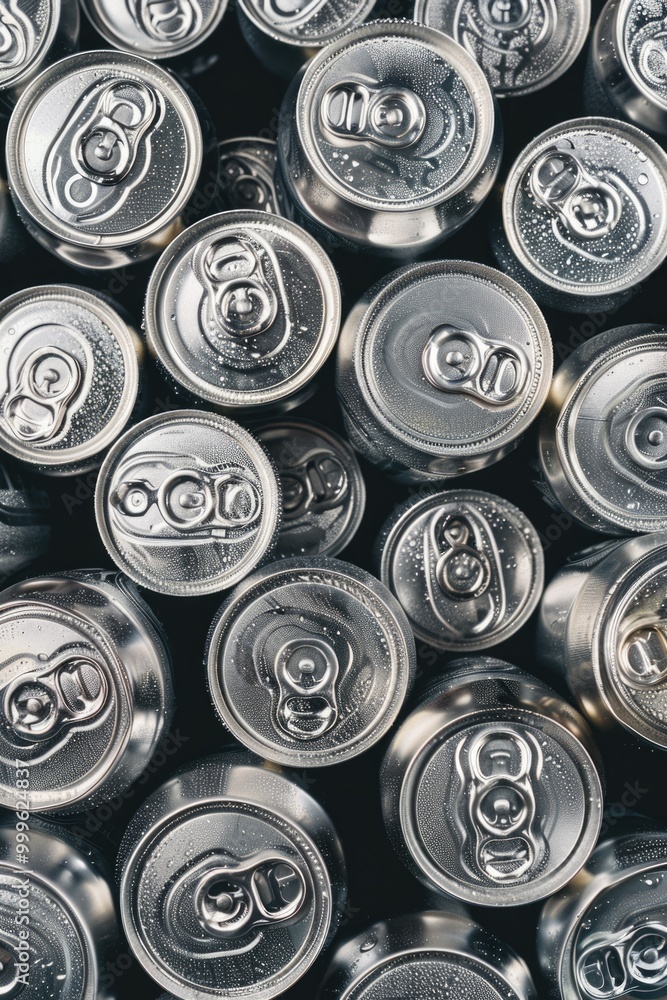 Close-up shot of a bunch of soda cans Close-up shot of a bunch of soda cans