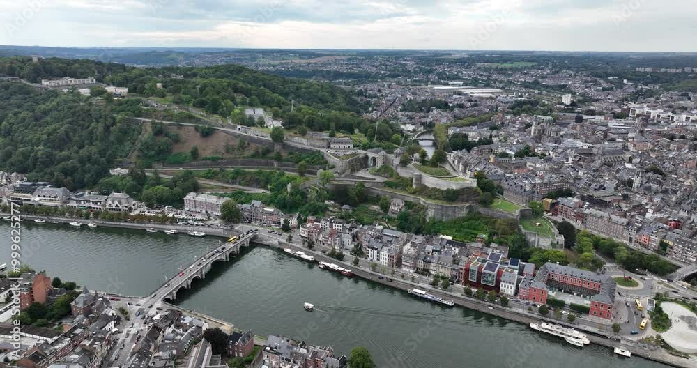 Citadel of Namur above the Sambre river historic ladnmark in Namur, Belgium, city view. Monument. Citadel of Namur above the Sambre river historic ladnmark in Namur, Belgium, city view. Monument.