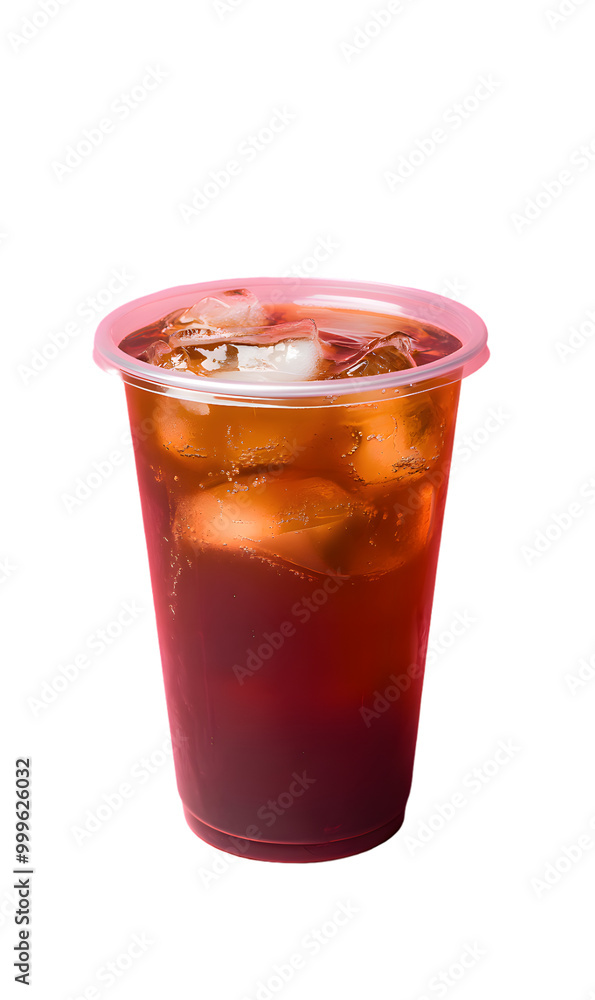 Cold tea drink in plastic cup isolated on transparent background Cold tea drink in plastic cup isolated on transparent background