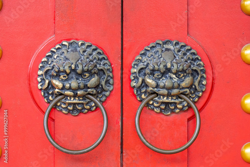 Ancient Chinese style dragron door handles photo