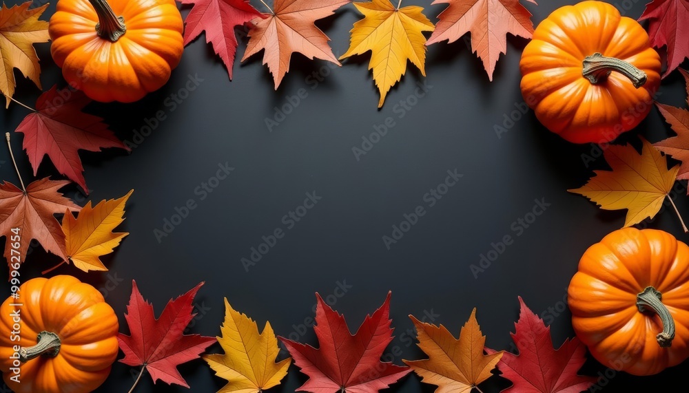 Autumns warm embrace captured in a wreath of pumpkins and leaves Autumns warm embrace captured in a wreath of pumpkins and leaves
