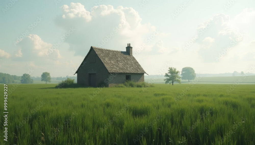 Peaceful rural retreat under a clear sky Peaceful rural retreat under a clear sky