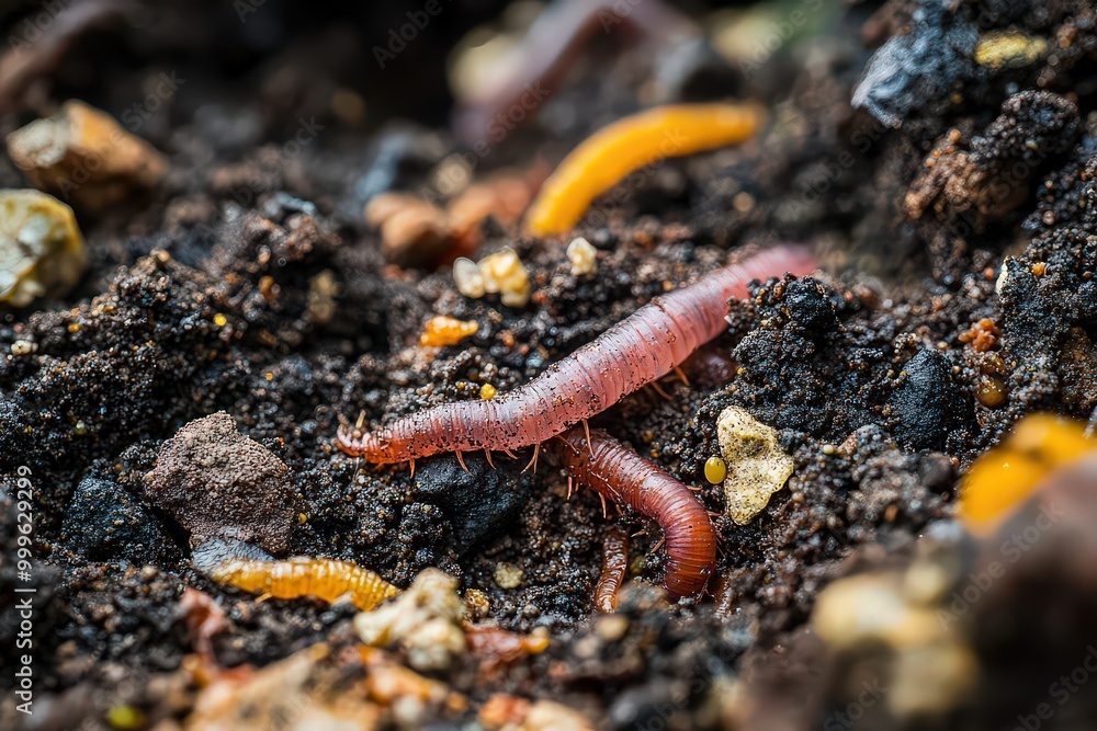 Earthworms in nutrient-rich soil, emphasizing ecological importance of decomposition and healthy soil ecosystems. Earthworms in nutrient-rich soil, emphasizing ecological importance of decomposition and healthy soil ecosystems.