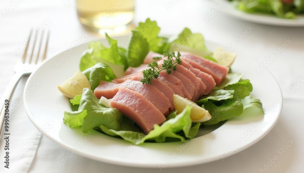 Deliciously fresh salad with a twist of lemon ready to be savored Deliciously fresh salad with a twist of lemon ready to be savored