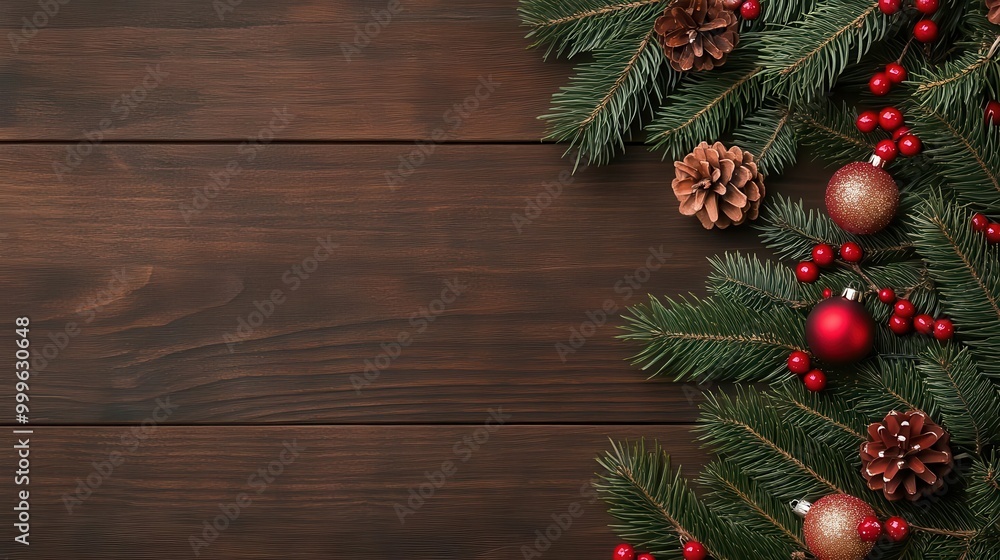 Rustic-themed Christmas backdrop with festive decorations, including wooden accents and warm colors Rustic-themed Christmas backdrop with festive decorations, including wooden accents and warm colors