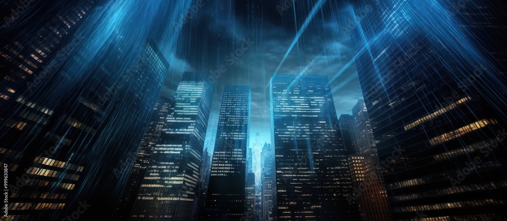 Cityscape with Futuristic Light Beams Cityscape with Futuristic Light Beams