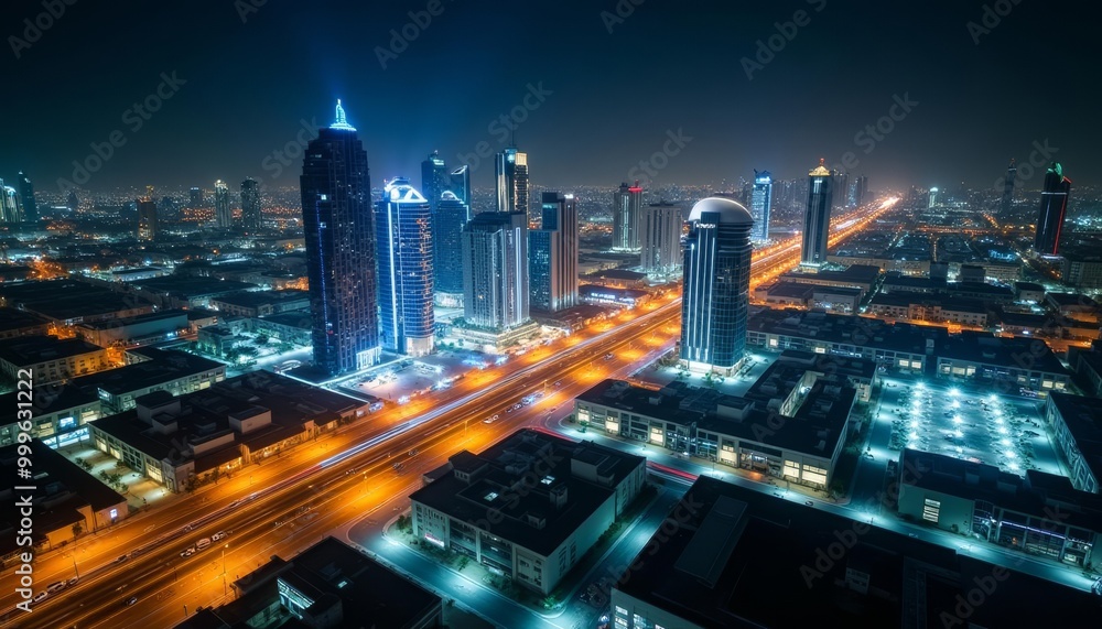 Fototapeta premium Bright City Lights at Night