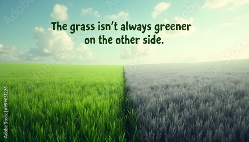 The grass isn't always greener on the other side representing regret and wrong decisions
