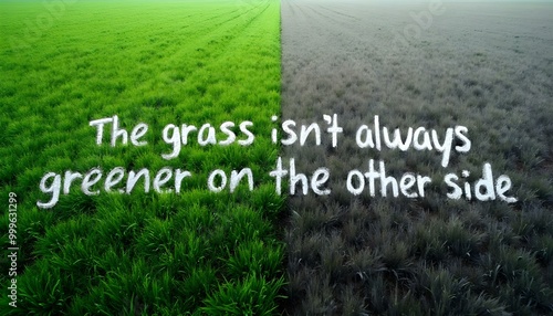 The grass isn't always greener on the other side representing regret and wrong decisions