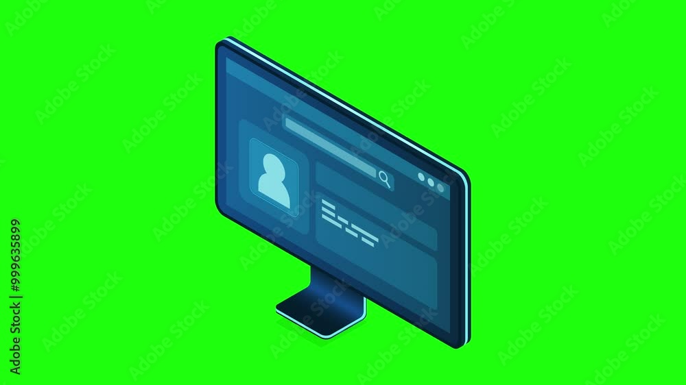 Isometric monitor animation. Computer monitor isometric desktop. Modern monitor. 4K video animated in isometric style Isometric monitor animation. Computer monitor isometric desktop. Modern monitor. 4K video animated in isometric style