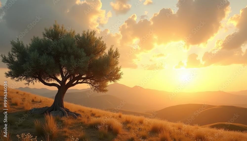 Fototapeta premium Sunset serenity in the hills
