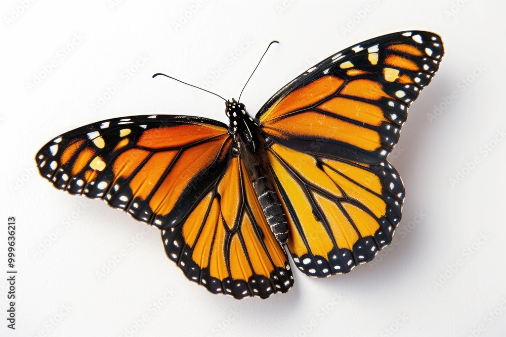 A close-up shot of a butterfly on a white surface, great for use in educational or scientific contexts A close-up shot of a butterfly on a white surface, great for use in educational or scientific contexts