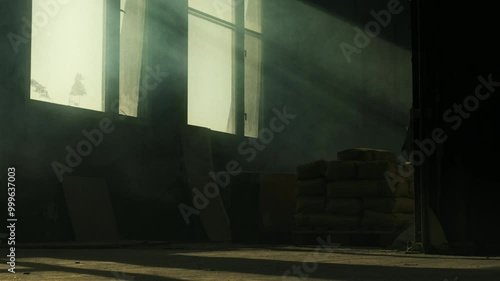 Wallpaper Mural Smoke in an old abandoned building with light rays coming in from the window Torontodigital.ca