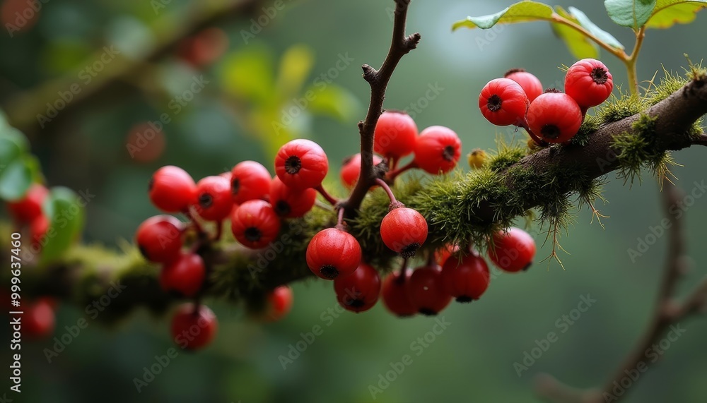 Natures bounty A branch of vibrant red berries Natures bounty A branch of vibrant red berries