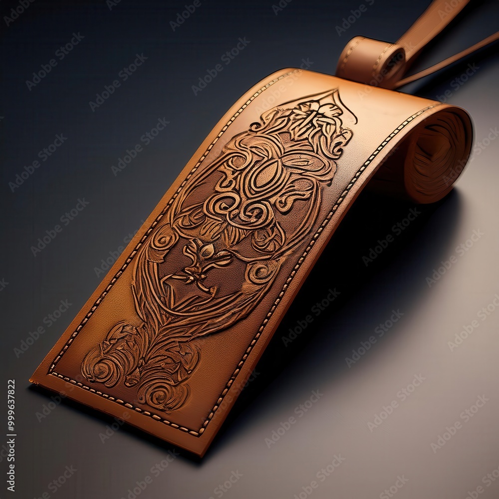 Ornate leather strap with intricate embossing Ornate leather strap with intricate embossing