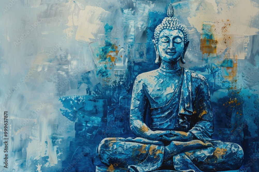 Obraz premium A Buddha sitting in a meditative pose, serene and focused