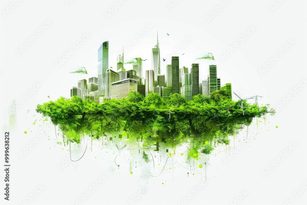 Urban landscape with many trees, suitable for use in environmental or urban planning projects Urban landscape with many trees, suitable for use in environmental or urban planning projects