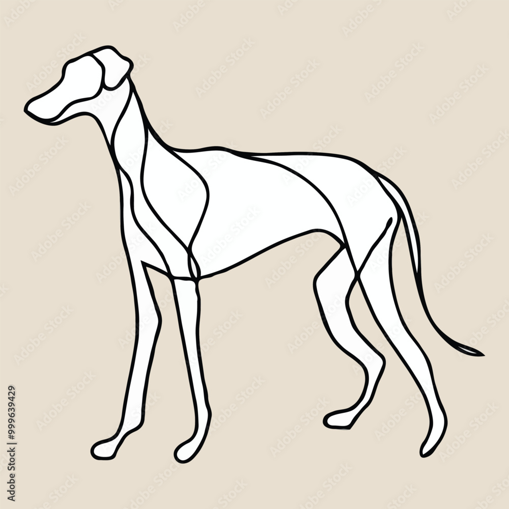 line drawing of an abstract Dog's body. minimalistic design on a white background. vector line drawing of an abstract Dog's body. minimalistic design on a white background. vector