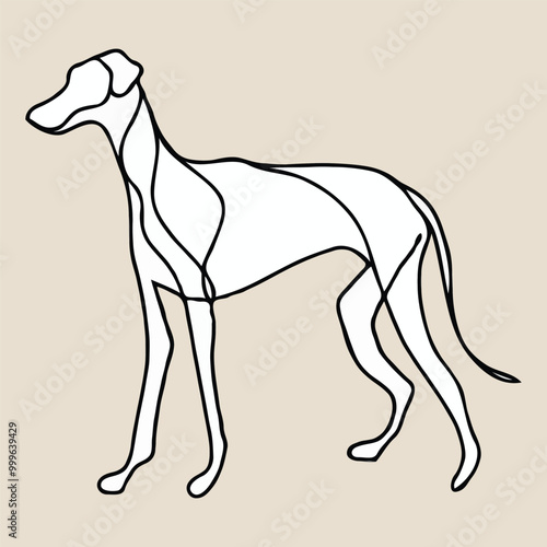 line drawing of an abstract Dog's body. minimalistic design on a white background. vector