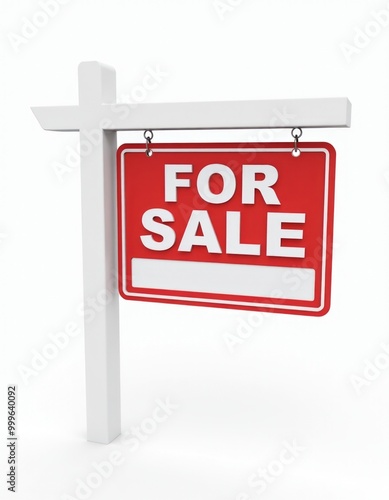 Sold for sale sign isolated against white background real estate concept 3d illustration Real Estate home listing buying or selling home