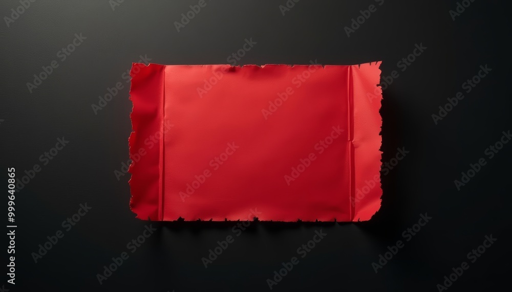 A torn red fabric on a dark background A torn red fabric on a dark background