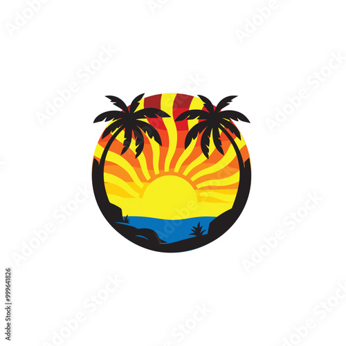 summer beach logo vector photo