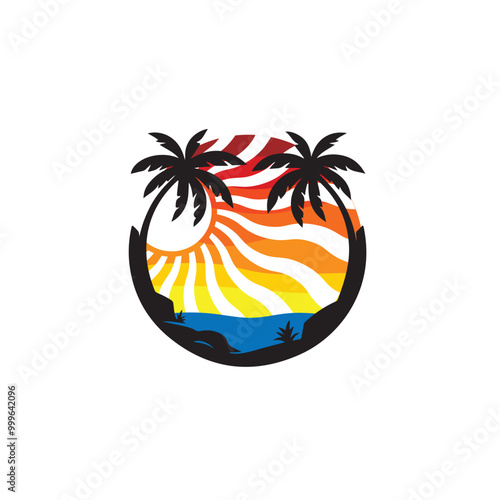 summer beach logo vector photo