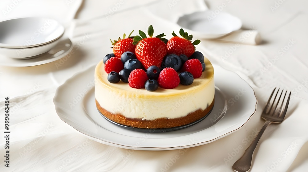 A delicious cheesecake topped with fresh berries and strawberries, perfect for a dessert recipe idea.
A delicious cheesecake topped with fresh berries and strawberries, perfect for a dessert recipe idea.