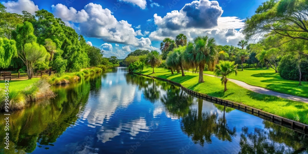 Scenic View of Gordon River Greenway Park with Lush Greenery and Serene Waterway in Nature Scenic View of Gordon River Greenway Park with Lush Greenery and Serene Waterway in Nature