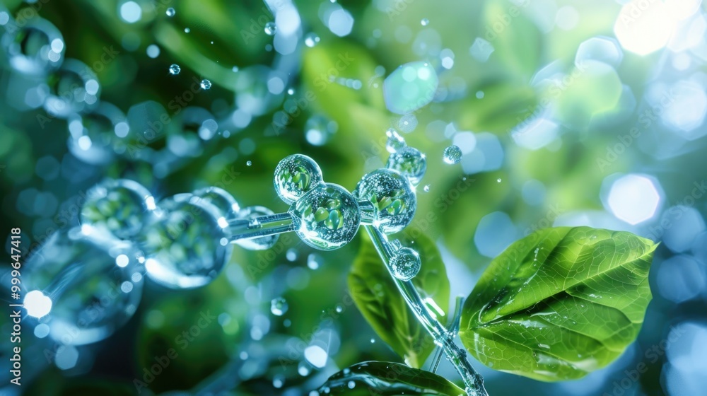 A close-up of a plant with water droplets glistening on its surface A close-up of a plant with water droplets glistening on its surface