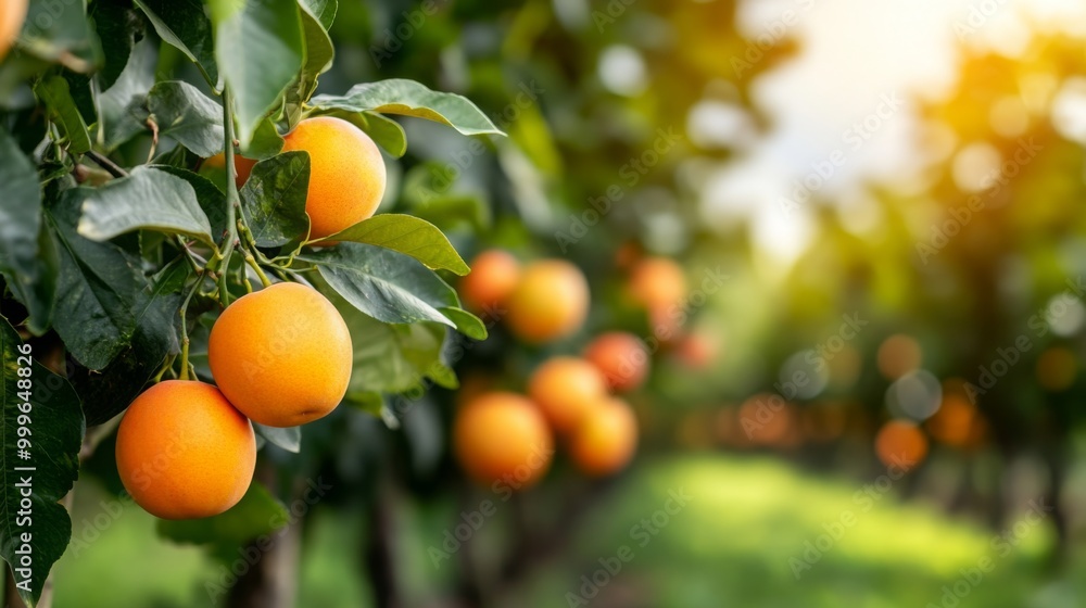 A vibrant orange orchard with ripe fruit hanging from branches, surrounded by lush green leaves and soft sunlight filtering through. A vibrant orange orchard with ripe fruit hanging from branches, surrounded by lush green leaves and soft sunlight filtering through.