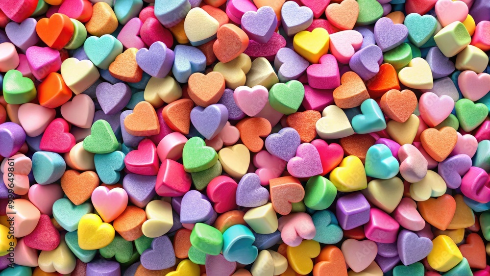 Heart-shaped candy adds a playful touch for Valentine's Day celebrations, creating a vibrant display of sweet treats to share love and joy with everyone. Heart-shaped candy adds a playful touch for Valentine's Day celebrations, creating a vibrant display of sweet treats to share love and joy with everyone.