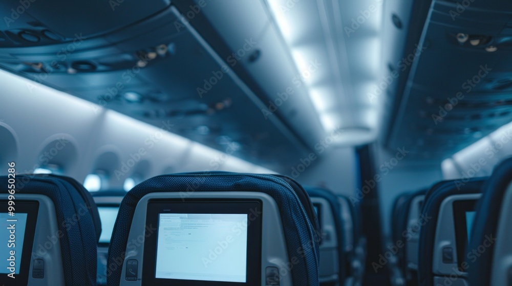 Typical interior of commercial passenger airplane Typical interior of commercial passenger airplane