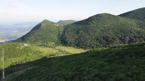 Amazing Aerial view of Balkan Mountains near Okolchitsa peak, Bulgaria photo