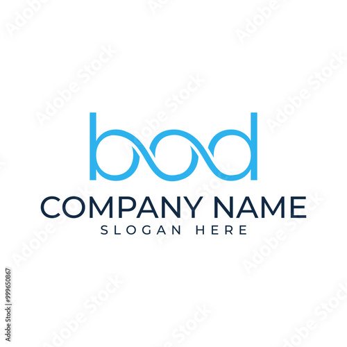 Infinity style of BOD initial lettermark in modern and minimalist shape