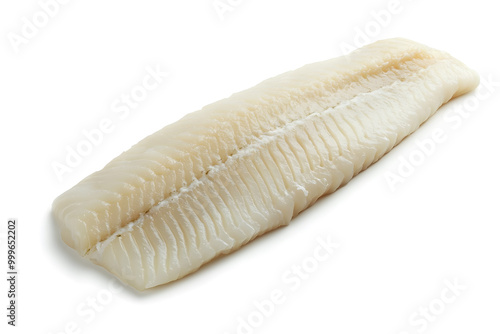 Fresh prepared white fish fillet isolated on white background 