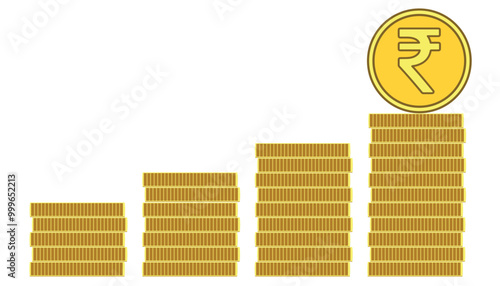 Sales Chart icon. Profit, progress icon. Indian rupee vector icon. Increasing revenue icon. Colorful flat design icons