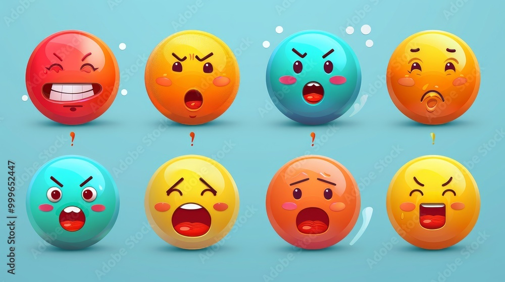 Obraz premium Feedback concept design set. Feedback emoji. Bad and Good Review. Emoticon, emoji and smile, emotions scale. Happy and Sad reaction. Mood faces for survey, rating icons. Vector illustration 