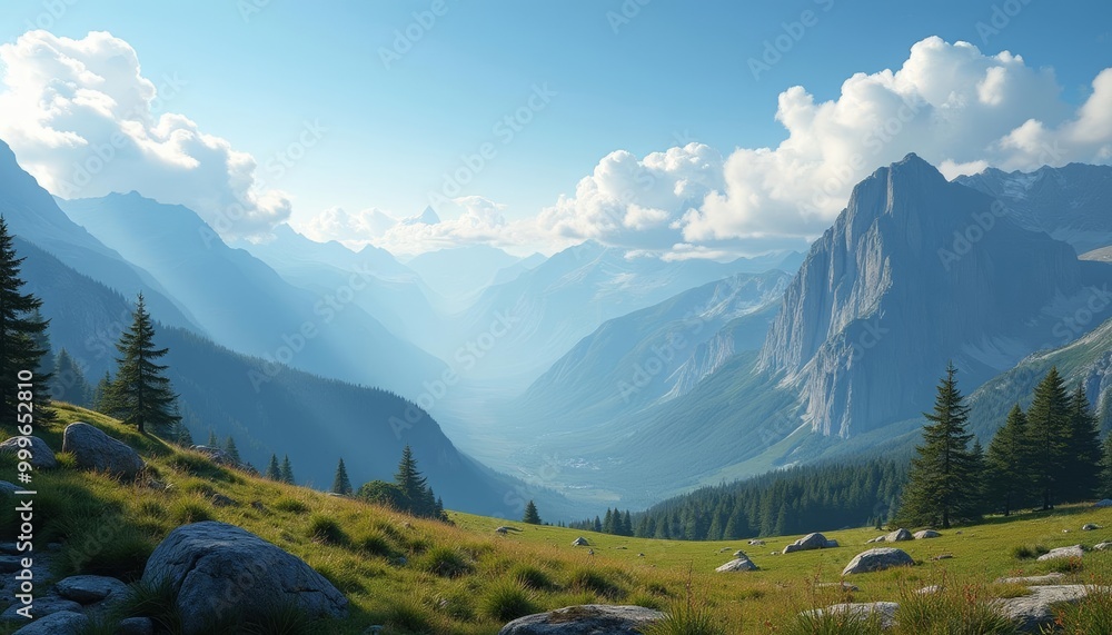 Obraz premium Majestic mountain vista serene and untouched