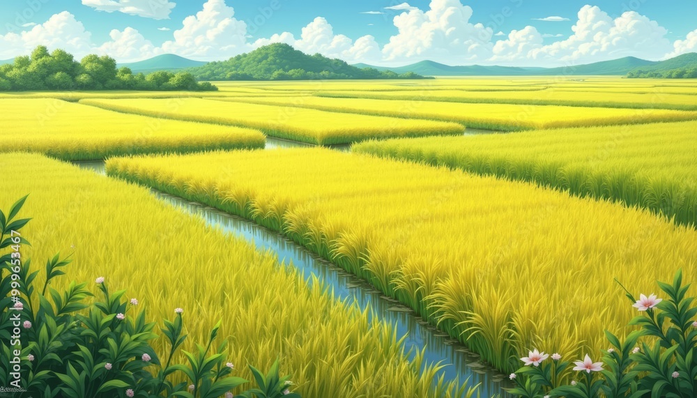 Fototapeta premium Bountiful harvest in a vibrant field under a clear sky