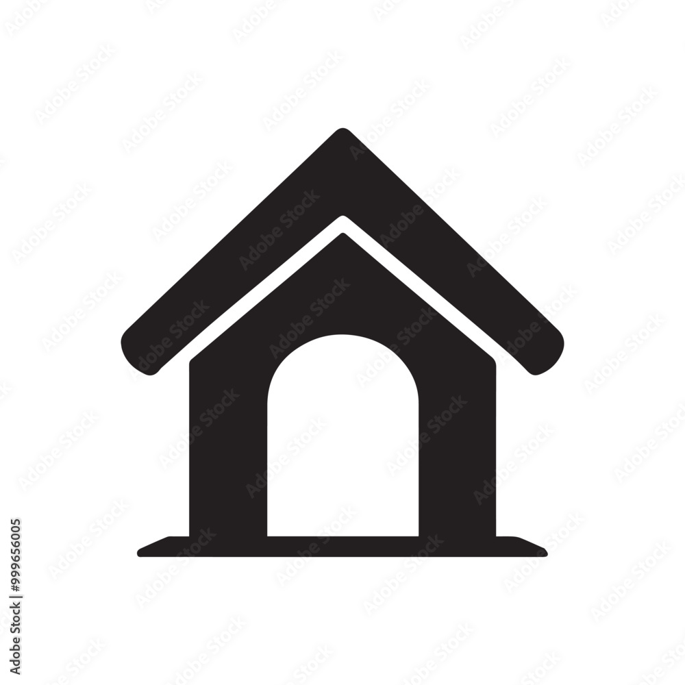 Dog House Vector Illustration in black and white - Pet House Clipart Design Dog House Vector Illustration in black and white - Pet House Clipart Design