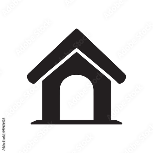 Dog House Vector Illustration in black and white  - Pet House  Clipart Design 