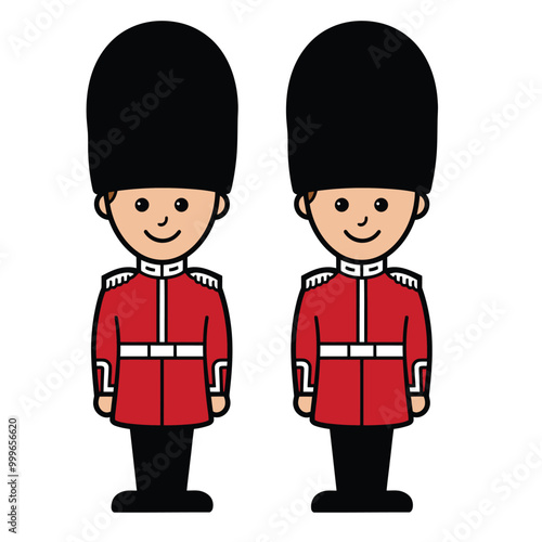 Cartoon British Royal Guards Illustration