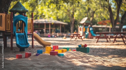Wallpaper Mural A colorful playground scene with a slide and sand, inviting play and creativity for children. Torontodigital.ca