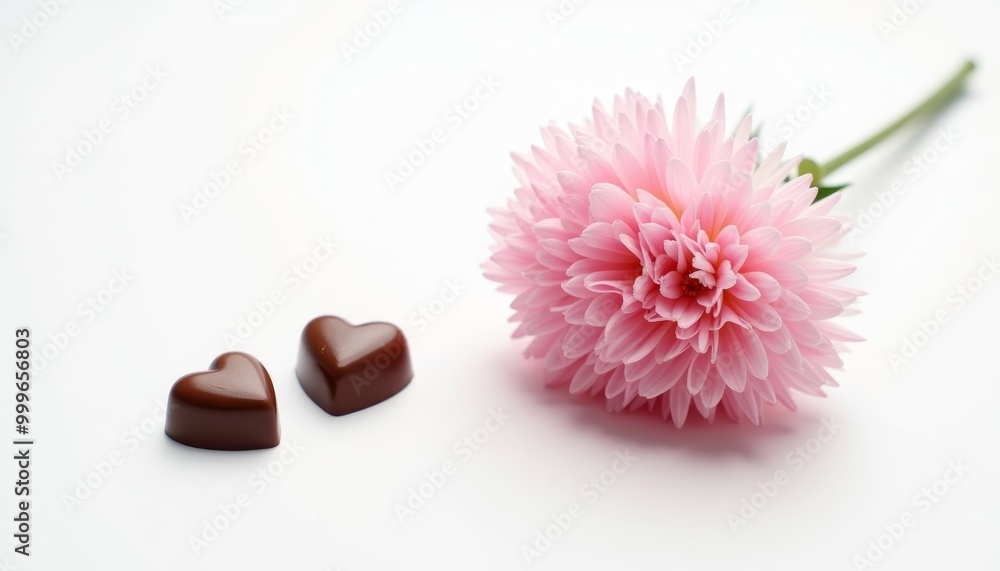 Sweet love blooms with chocolate hearts and a delicate flower Sweet love blooms with chocolate hearts and a delicate flower