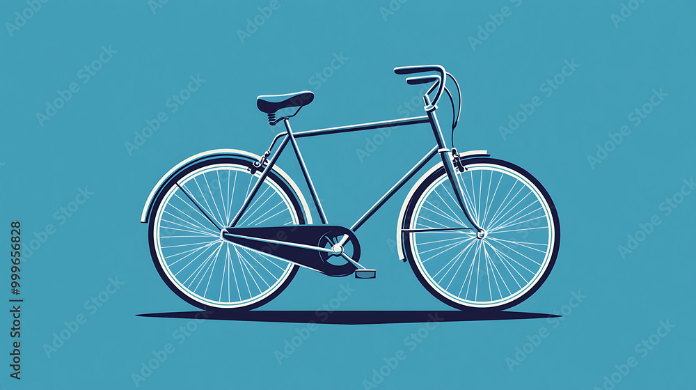 A simple blue bicycle illustration on a blue background. A simple blue bicycle illustration on a blue background.